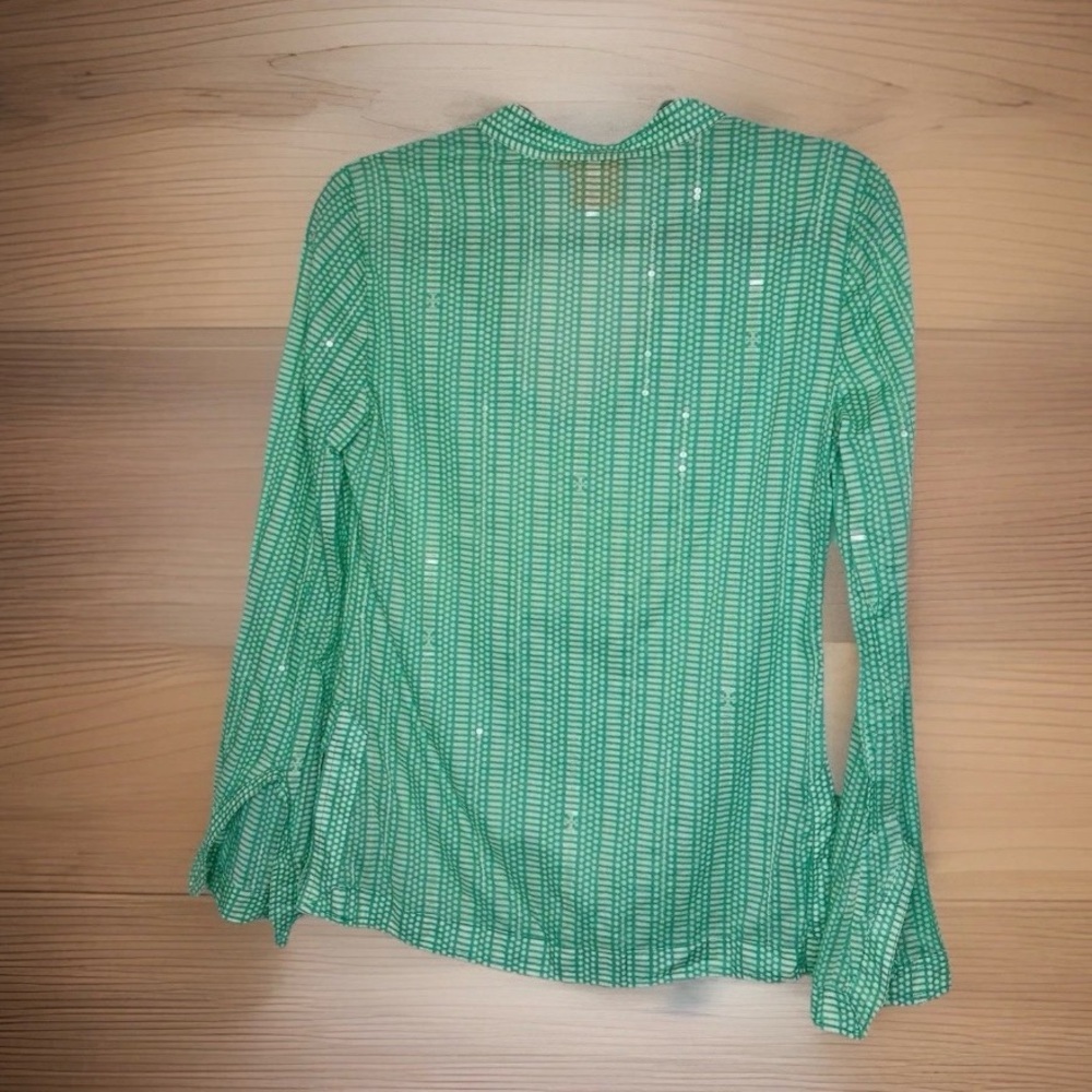 Tory‎ Burch Green Tunic Blouse Long Sleeve Lightweight Resort Vacation Size 2 - Picture 3 of 3